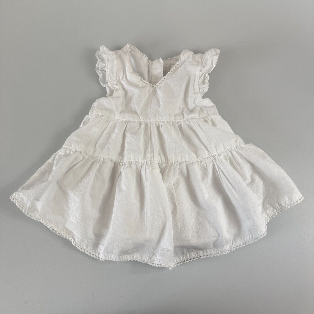 Rachel Zoe Toddler Girls White Cotton Tiered Dress Lined Size 3T